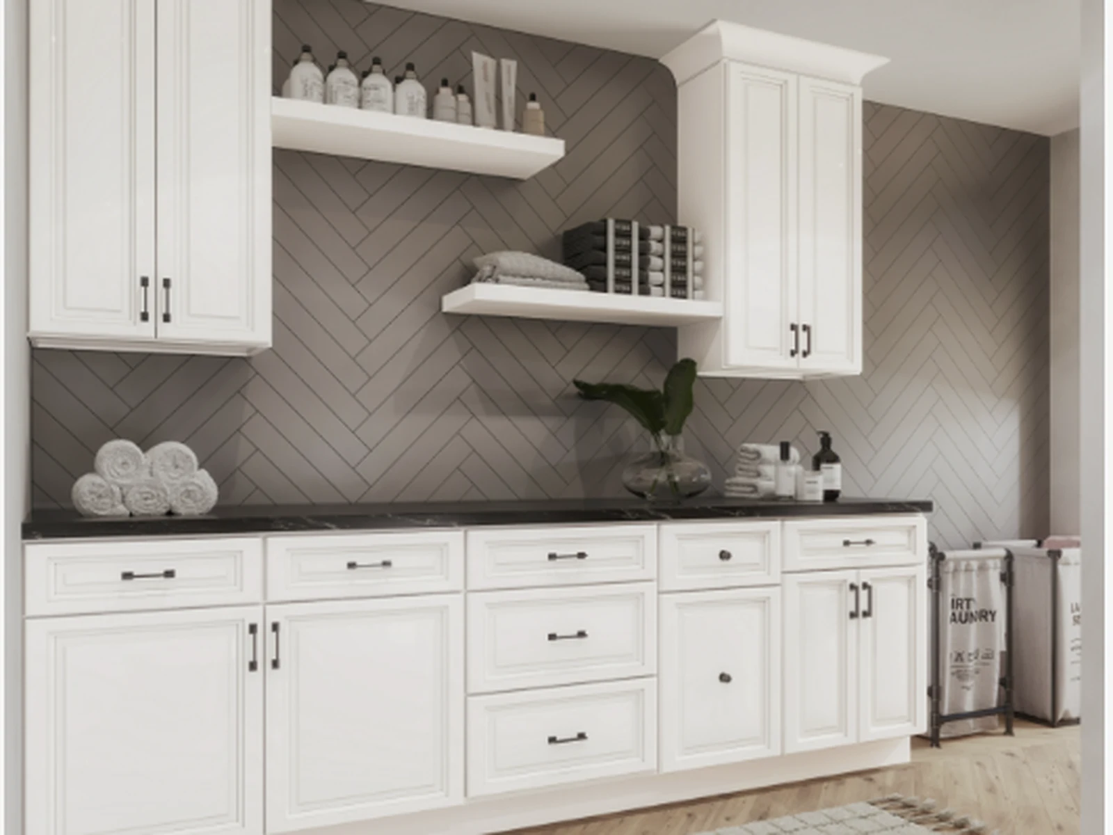 Aspen White raised-panel cabinetry
