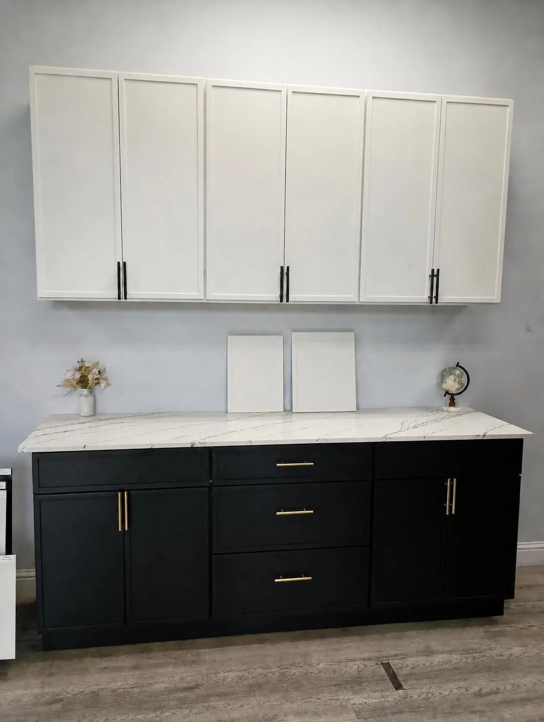 White and black two-tone cabinet display