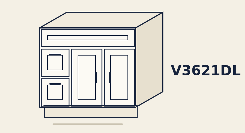 Vanity V3621DL and V4221DL, drawers left, double door