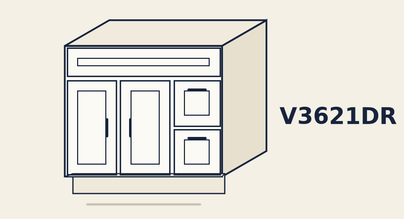 Vanity V3621DR and V4221DR, drawers right, double door