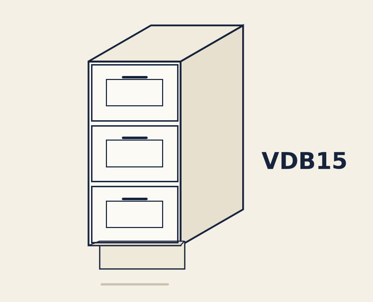 Vanity VDB15, three functional stacked drawers