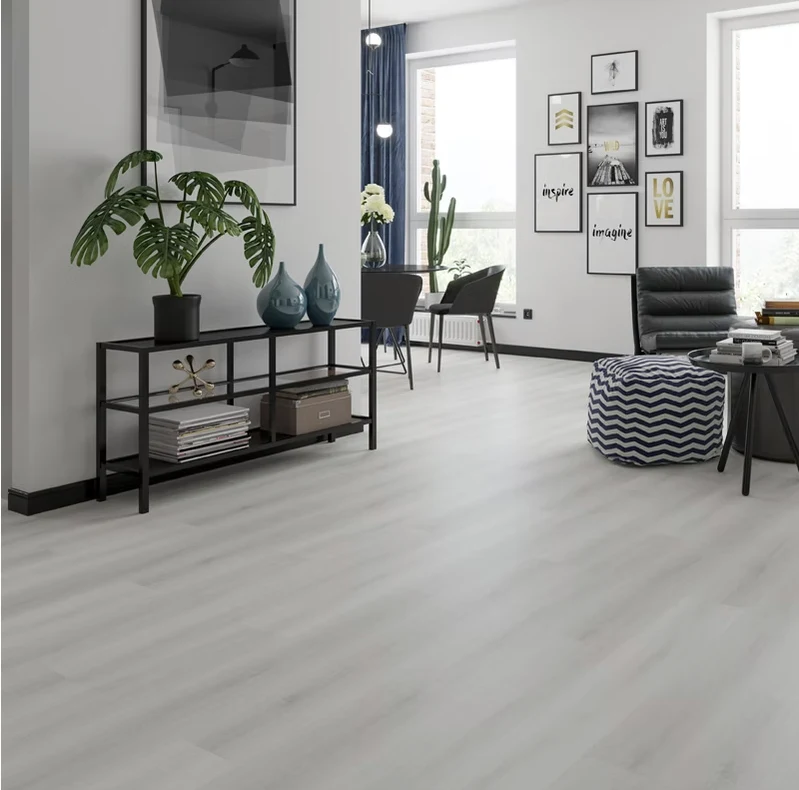 Alaska 5.5mm SPC flooring plank in a living room with built-in shelving